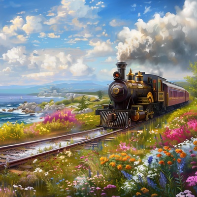 Steam train cross stitch pattern