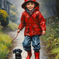 Playing In The Rain Cross Stitch Pattern - Thumbnail 2