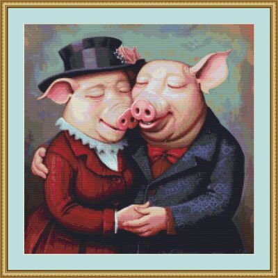 Piggy love cross stitch pattern