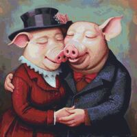Piggy Love Cross Stitch Pattern - Thumbnail 1