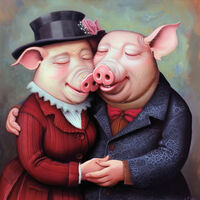 Piggy Love Cross Stitch Pattern - Thumbnail 2