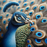 Peacock Face Cross Stitch Pattern - Thumbnail 2