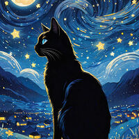 Night Cat Cross Stitch Pattern - Thumbnail 2