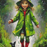 Jumping In The Puddles Cross Stitch Pattern - Thumbnail 1