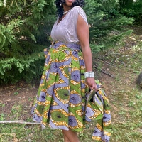 Green Skirt Set w/ Head wrap  & purse - Thumbnail 1