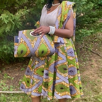 Green Skirt Set w/ Head wrap  & purse - Thumbnail 3