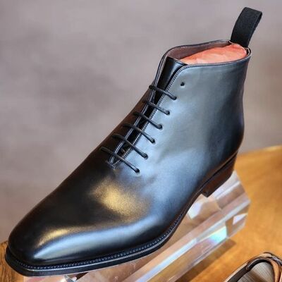 Handmade black edition specially designed lace up boot - Thumbnail 3