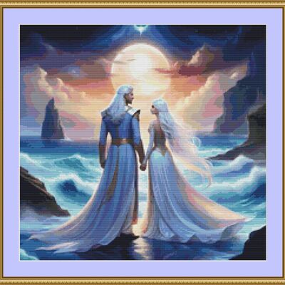 Elvish couple cross stitch pattern