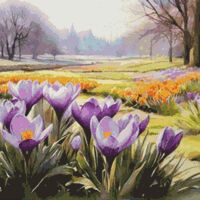 Crocuses Cross Stitch Pattern - Thumbnail 1