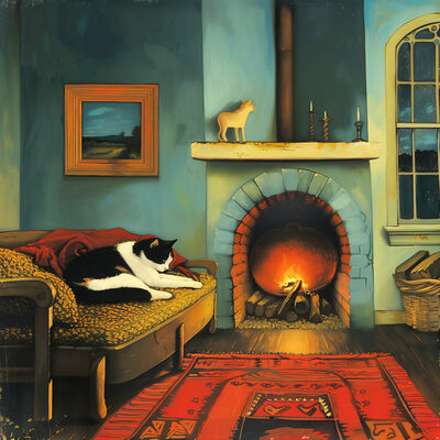 Cosy fireplace cross stitch pattern