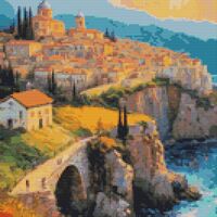 Cliff Top Village Cross Stitch Pattern - Thumbnail 1