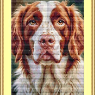Brittany spaniel cross stitch pattern