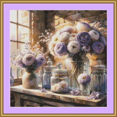 Beautiful flowers cross stitch pattern