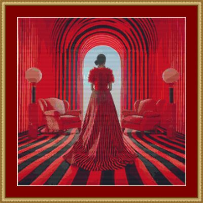 All in red cross stitch pattern