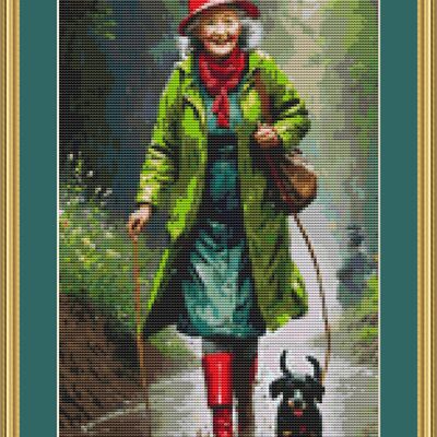 A stroll in the rain cross stitch pattern