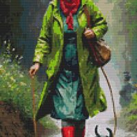 A Stroll In The Rain Cross Stitch Pattern - Thumbnail 1