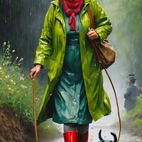 A Stroll In The Rain Cross Stitch Pattern - Thumbnail 2