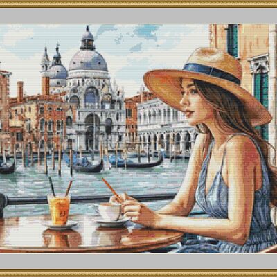 A coffee in venice cross stitch pattern
