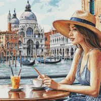 A Coffee In Venice Cross Stitch Pattern - Thumbnail 1