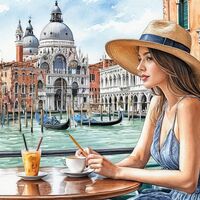 A Coffee In Venice Cross Stitch Pattern - Thumbnail 2