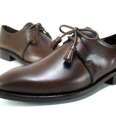 New men's hand stitch brown leather lace up formal shoes