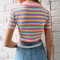 *Free Shipping*COLOR STRIPE ZIP UP CROP TOP - Thumbnail 3