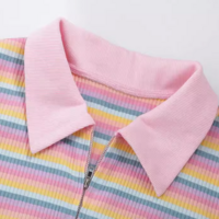 *Free Shipping*COLOR STRIPE ZIP UP CROP TOP - Thumbnail 5