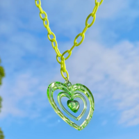 *Free Shipping*Y2K POWER PUFF HEART NECKLACE - Thumbnail 2