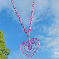 *Free Shipping*Y2K POWER PUFF HEART NECKLACE - Thumbnail 4