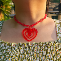 *Free Shipping*Y2K POWER PUFF HEART NECKLACE - Thumbnail 11