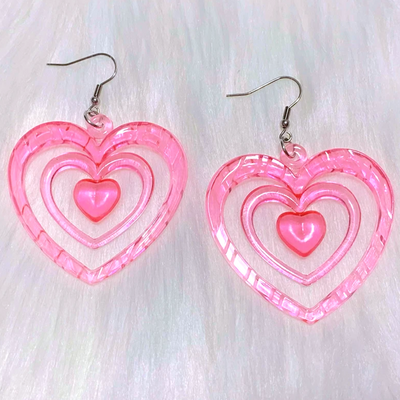 *free shipping*y2k power puff heart earrings