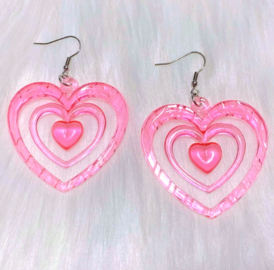*Free Shipping*Y2K POWER PUFF HEART EARRINGS