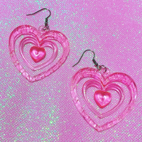 *Free Shipping*Y2K POWER PUFF HEART EARRINGS - Thumbnail 1