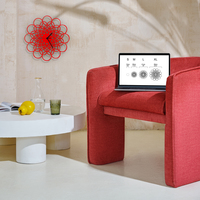 Rings red - unique eclectic wooden wall clock made with filigree dial - Thumbnail 6