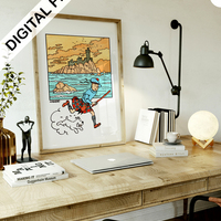 Herge 10 Collection Set of 9 watercolor prints + one gift more - 1944 - hq digital images - Thumbnail 1