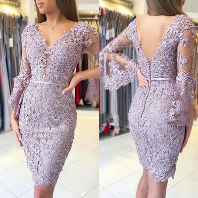 Charming lavender mother of the bride dresses with long sleeves