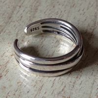 Stunning Punk Asymmetric Float Shine Cross Stripes Silver Ring Unique - Thumbnail 4