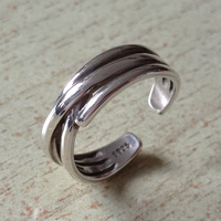Stunning Punk Asymmetric Float Shine Cross Stripes Silver Ring Unique - Thumbnail 2