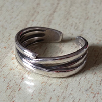 Stunning Punk Asymmetric Float Shine Cross Stripes Silver Ring Unique - Thumbnail 6