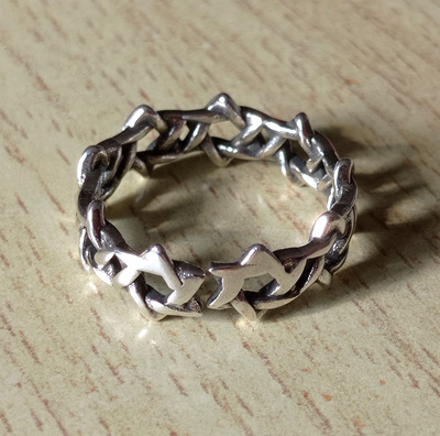 Stunning Punk Kurt Cobain Stars Chain Silver Ring Unique