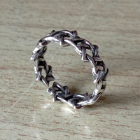 Stunning Punk Kurt Cobain Stars Chain Silver Ring Unique - Thumbnail 2