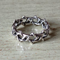 Stunning Punk Kurt Cobain Stars Chain Silver Ring Unique - Thumbnail 5