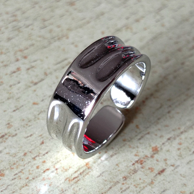 Stunning punk float shine silver ring unique