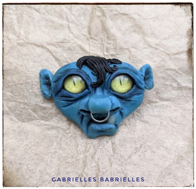 Goblin Face Magnet polymer clay sculpture 