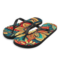 Bohemian Gold Frabic Flip-Flops - Thumbnail 1