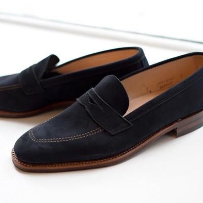 Ideal choice black suede penny loafers slips on shoes handmade edition