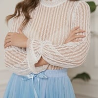 Veil Lace High Neck Top - Thumbnail 5