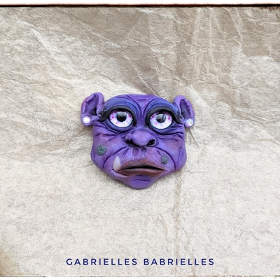 Goblin face magnet polymer clay sculpture 