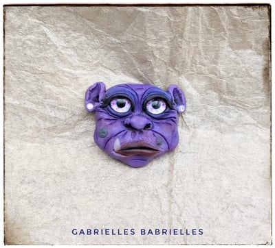 Goblin Face Magnet polymer clay sculpture 