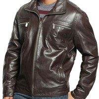 Mens Leather Jacket Stylish Slimfit Genuine Lambskin Motorcycle Bomber Biker - Thumbnail 1